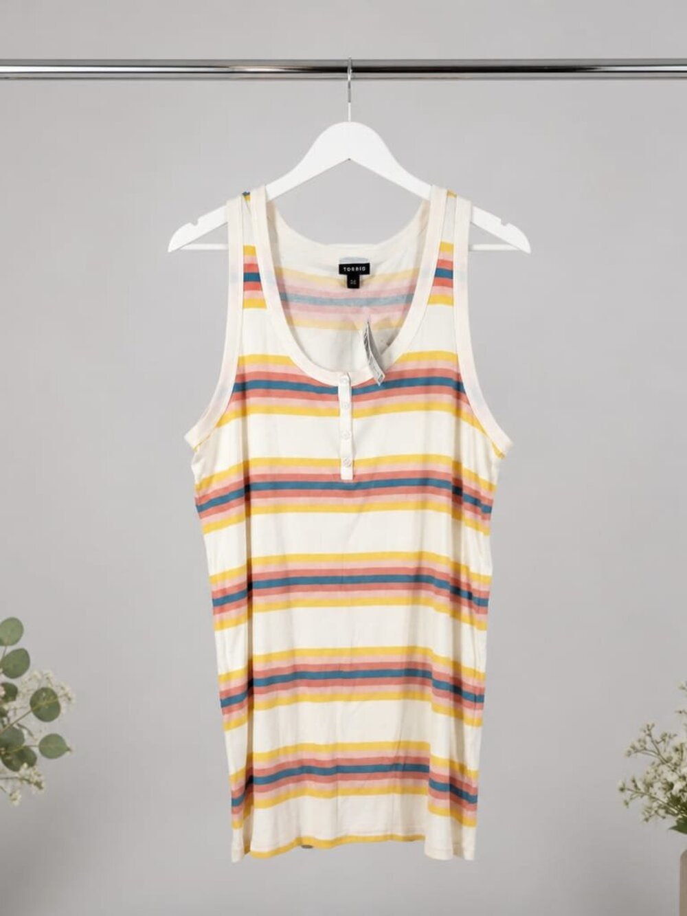 ☀️ Torrid Retro Striped Henley Tank Top